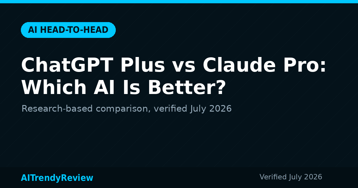ChatGPT Plus vs Claude Pro: Which AI Is Better? — AITrendyReview featured graphic