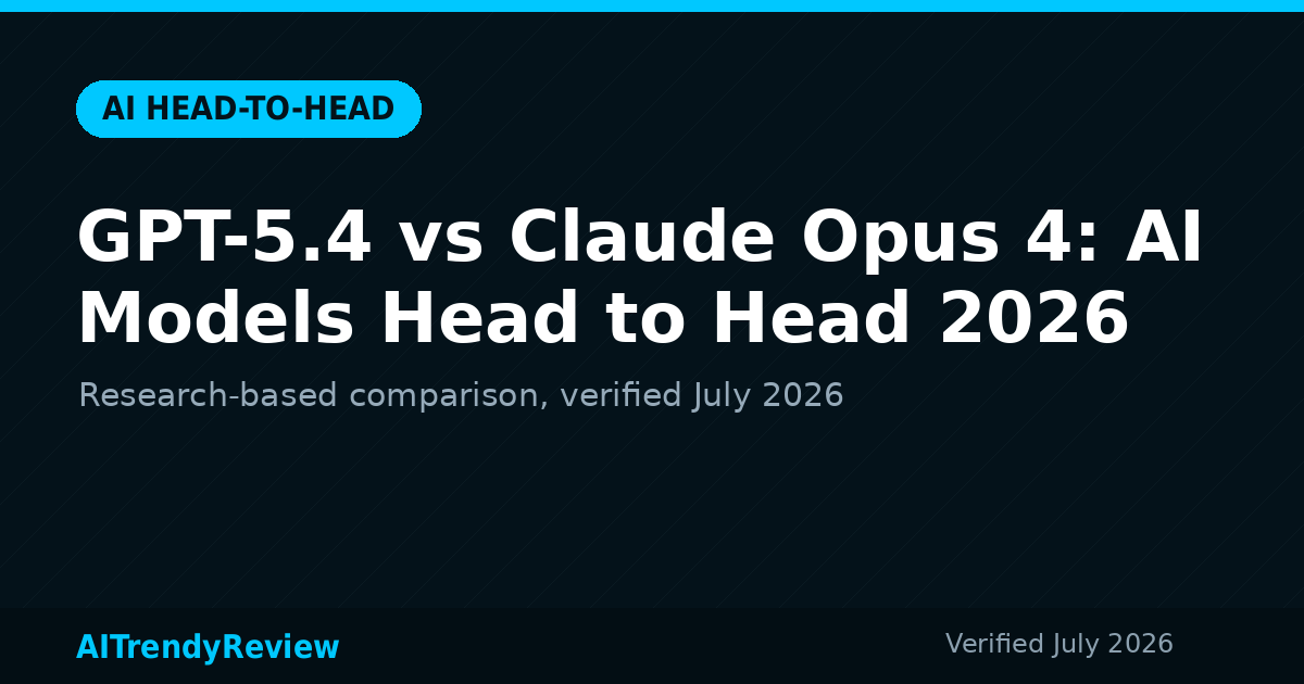 GPT-5.4 vs Claude Opus 4: AI Models Head to Head 2026 — AITrendyReview featured graphic