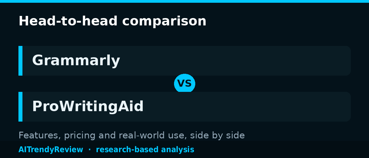 Grammarly vs ProWritingAid: AI Grammar Checker Comparison 2026 — key points at a glance, AITrendyReview