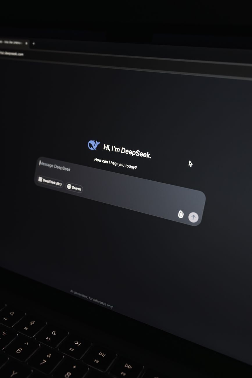 Lawyer using AI software on a laptop in a modern office