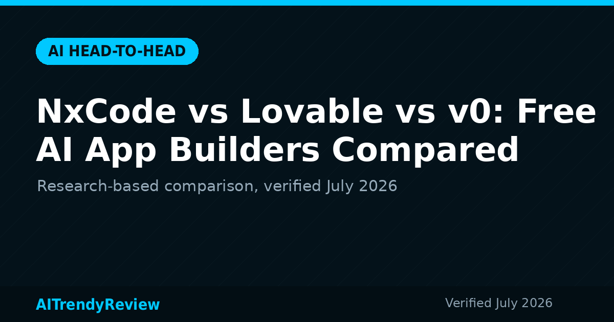 NxCode vs Lovable vs v0: Free AI App Builders Compared — AITrendyReview featured graphic