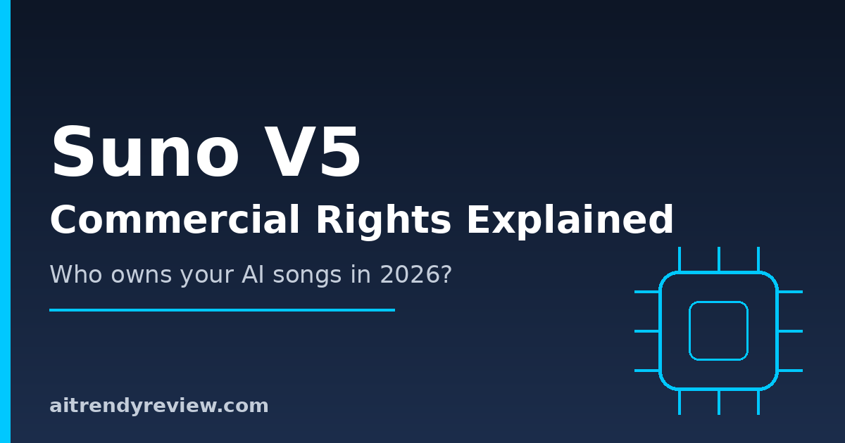 Suno V5 commercial rights explained 2026 branded cover image