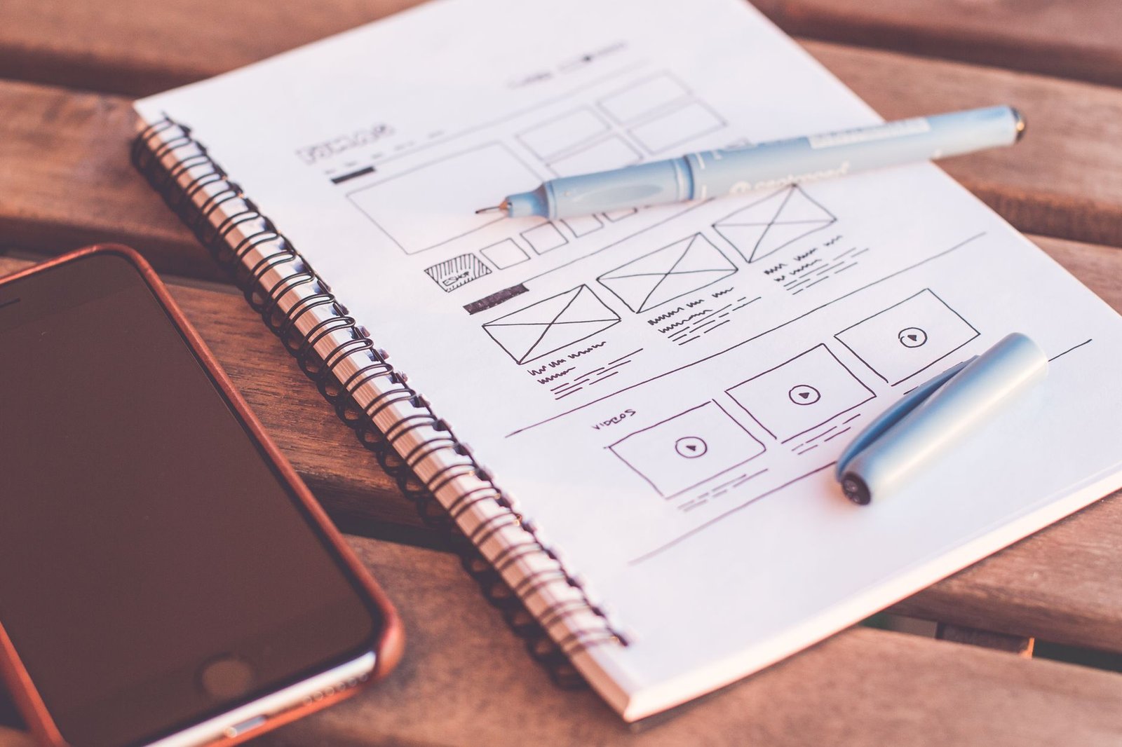 UI design wireframes and interface components on a screen
