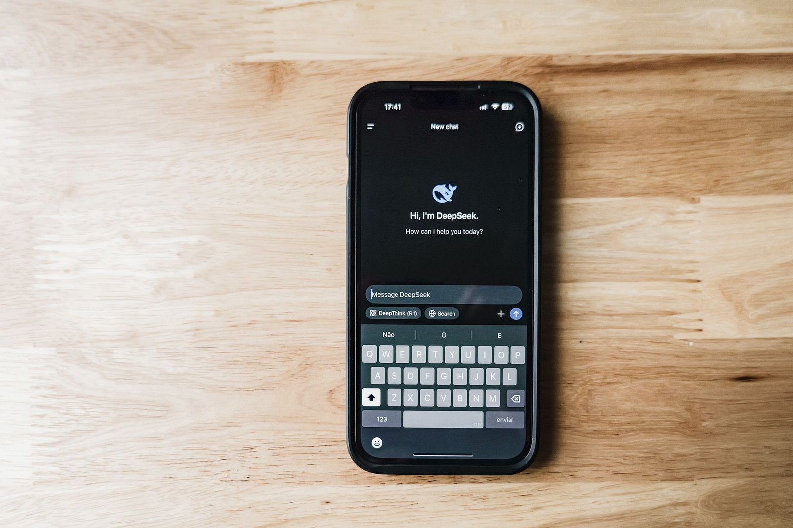 Smartphone showing an AI chatbot interface used for writing