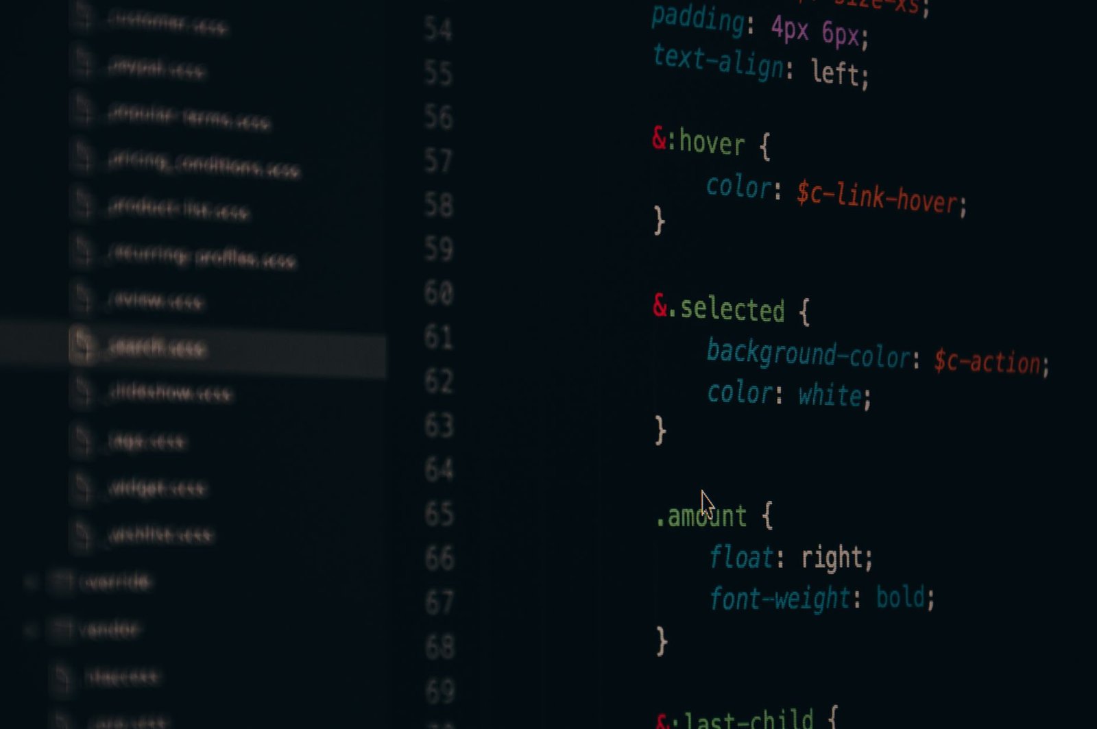 Close-up of front-end code on a screen, representing the React and TypeScript output Lovable generates