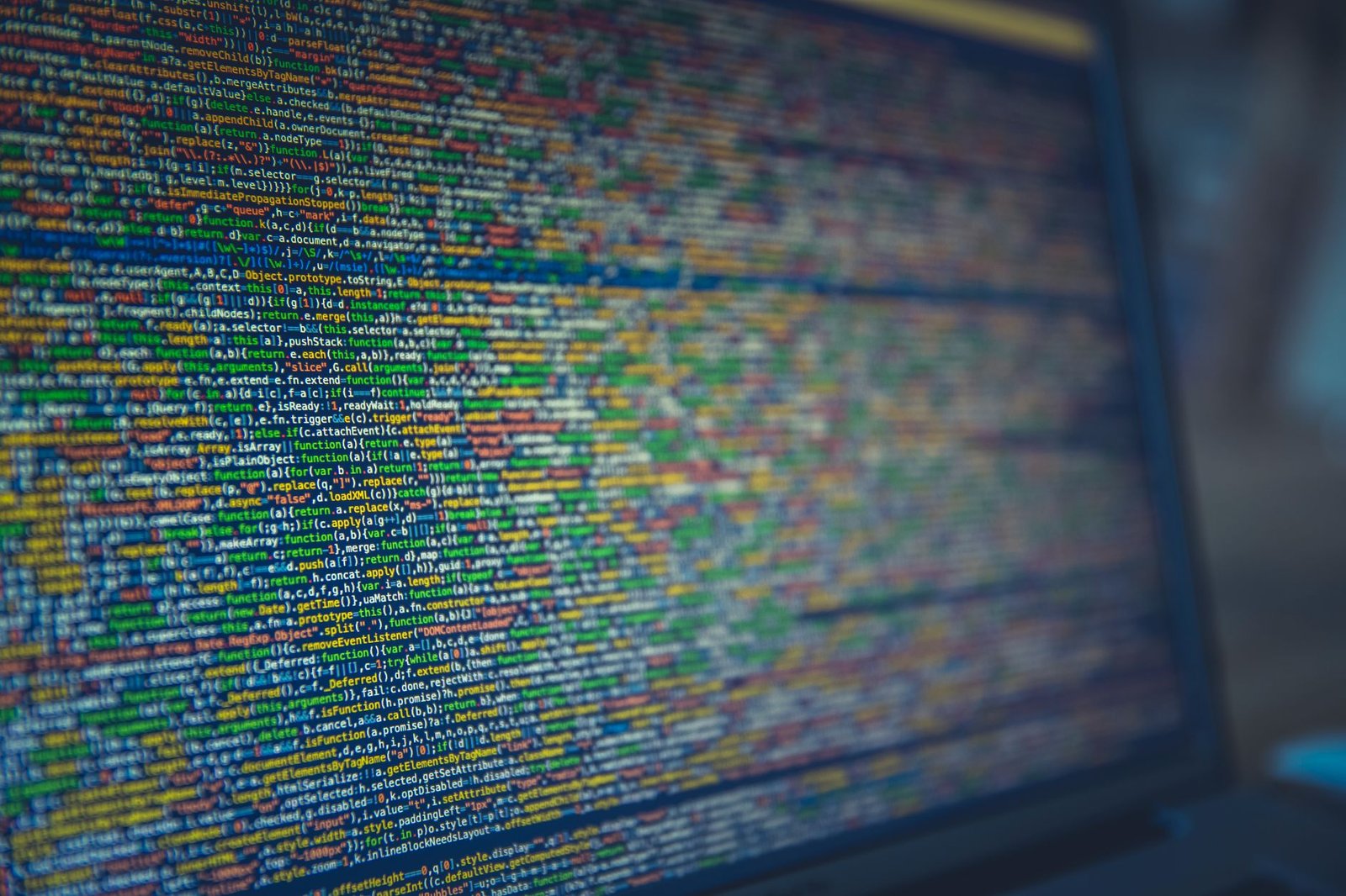 Close-up of colorful source code on a screen